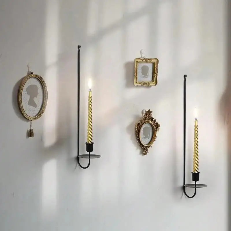 Black L-Shaped Wall Candle Holder | Modern Minimalist Iron Decor Wall Candle Holder Babs