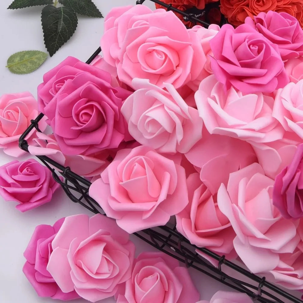 50pcs Artificial PE Rose Foam Flower Heads Bulk – Wedding Decor Artificial Flower Heads Babs