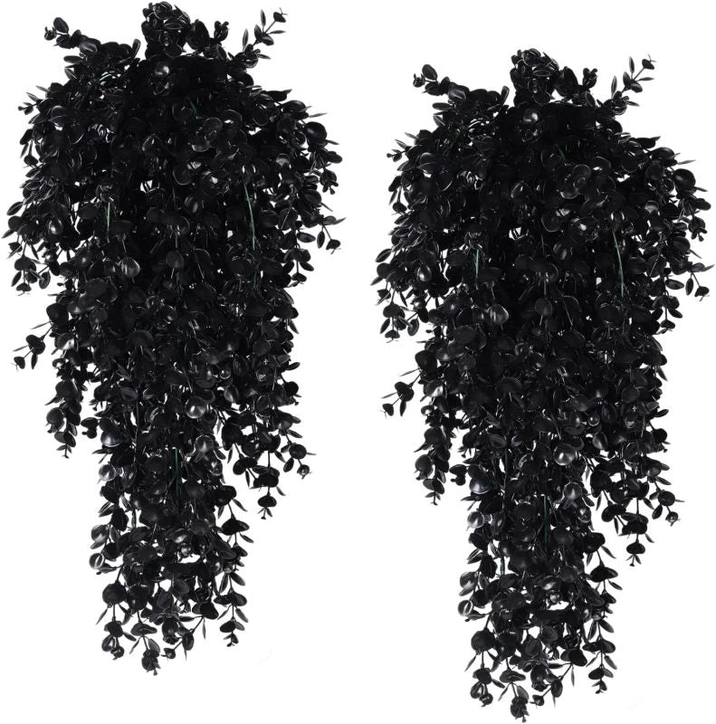 Artificial Fern Vine Stems 5-Head Mesh Leaf Wedding & Home Décor Artificial Vine Stems Babs black 2PCS