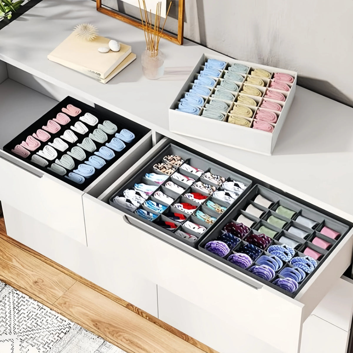 24-Cell Collapsible Sock & Underwear Drawer Organizer Drawer Organizer Babs