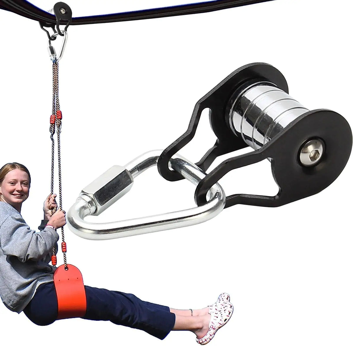 Zipline Pulley Slackline Kit – 200kg Capacity, Kids & Adults Zipline Pulley Kit Babs