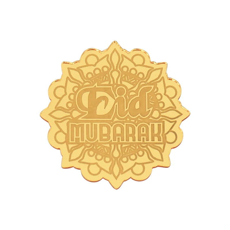 Eid Mubarak Gold Acrylic Cake Toppers | Ramadan Party Decor Cake Toppers Babs B 10pcs