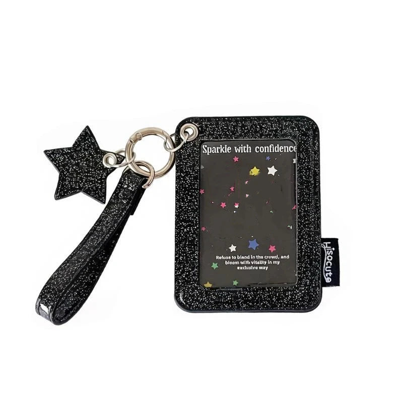 Glitter Star Photocard Holder Keychain – 3-Inch Card Bag Photocard Holder Keychain Babs