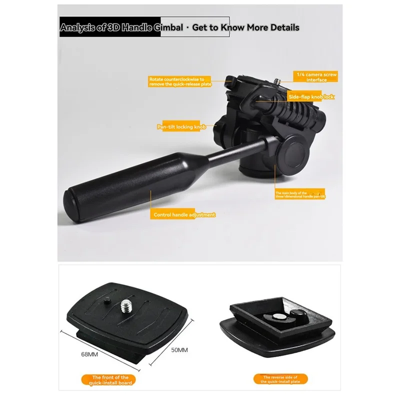 Camera Ball Head 3/8" 1/4" Thread with Quick Release Plate Tripod Ball Head Babs
