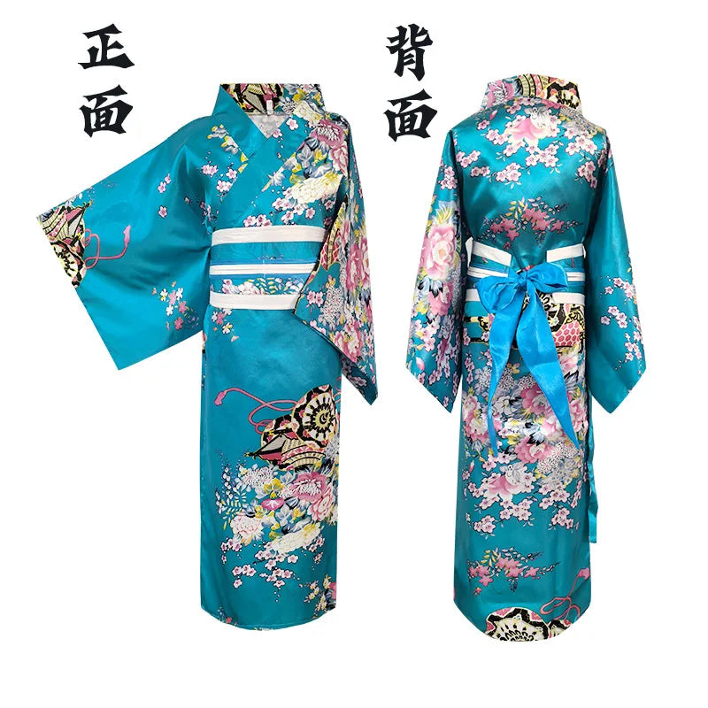 Children's Floral Japanese Kimono Yukata Cosplay Costume Yukata Costume Set Babs O 130cm China Mainland