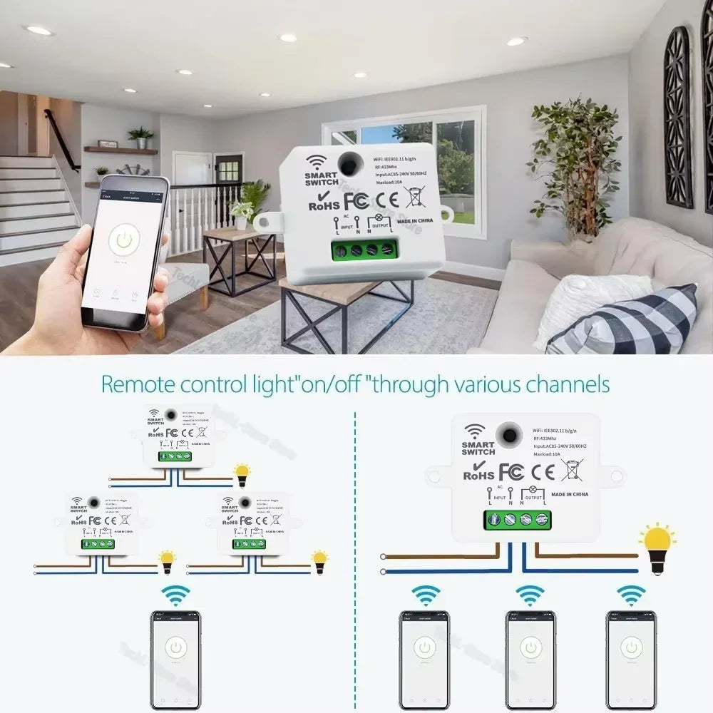 KEBIDUMEI WiFi RF Smart Curtain Switch – Tuya 5-in-1 Remote Smart Curtain Switch Babs
