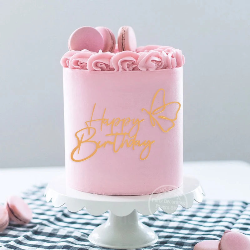 Gold Silver Acrylic Happy Birthday Cake Toppers – DIY Decor Cake Topper Babs 12