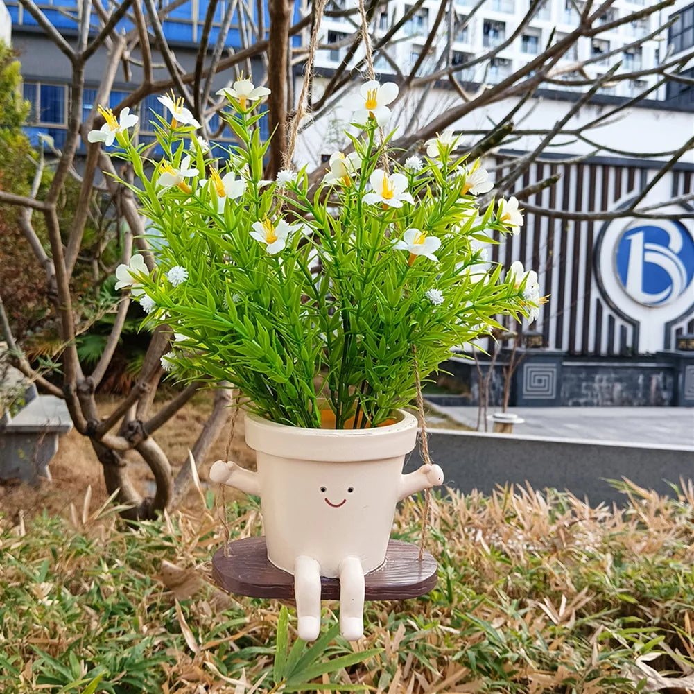 Cute Resin Face Succulent Planter – Rocking Chair Figurine Pot Decorative Succulent Planter Babs E