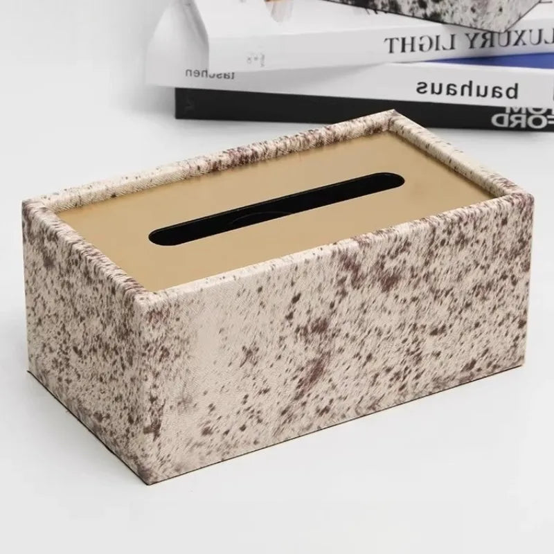 Nordic Leather Texture Luxury Tissue Box – Stainless Steel Holder Tissue Box Holder Babs Camel