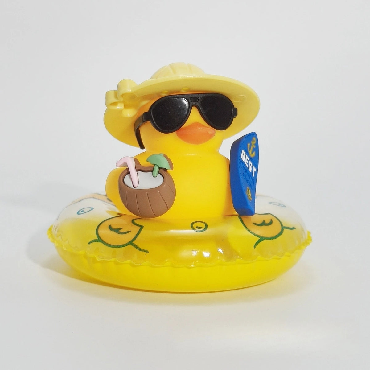 Vacation Rubber Duck Car & Home Decor Ornament w/ Swim Ring Novelty Ornament Babs green