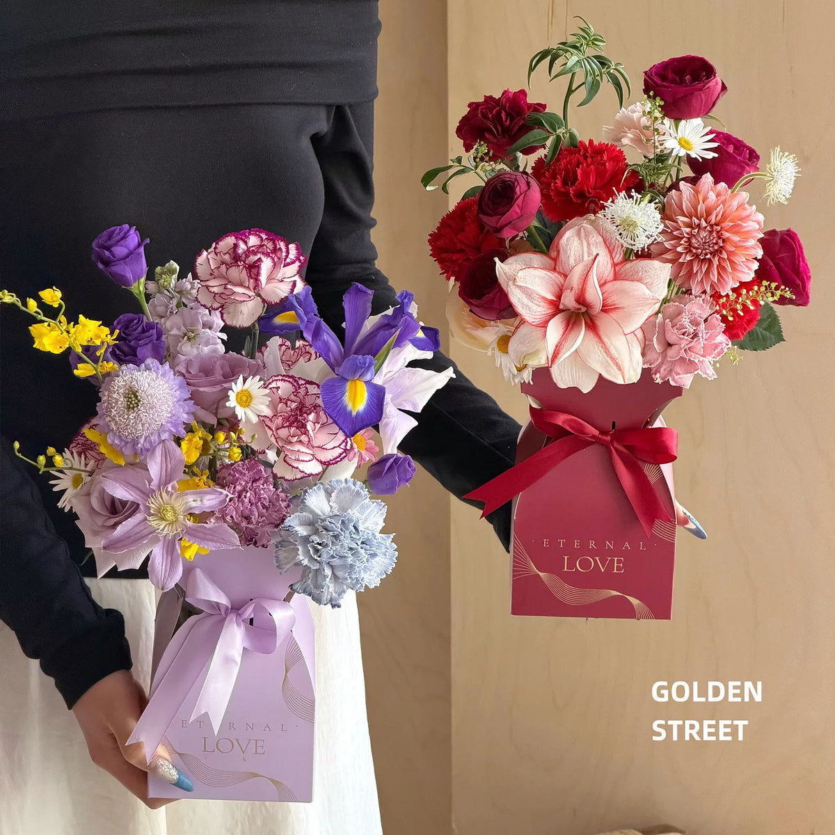 Flower Bouquet Gift Box – Floral Handbag Basket & Wrap Flower Gift Box Babs