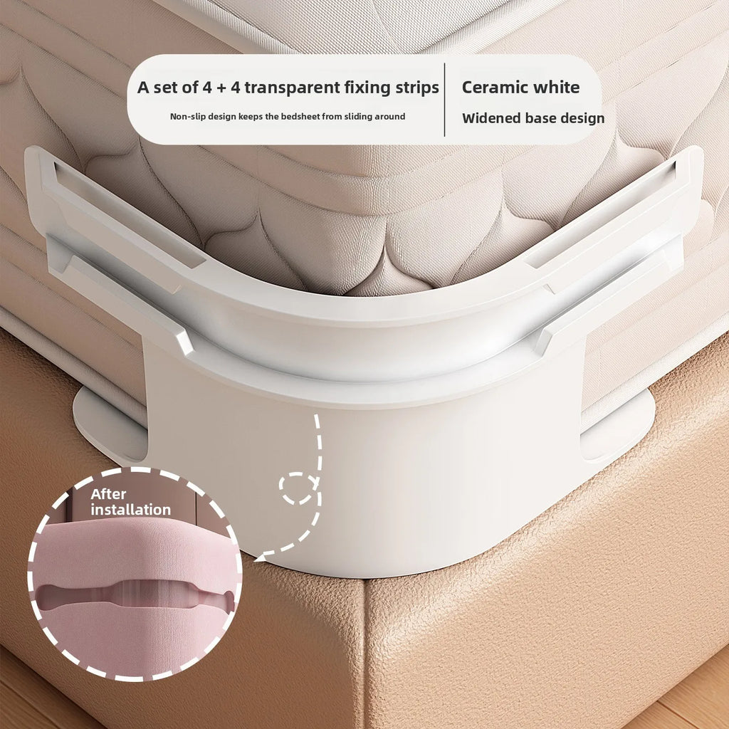 Non-Slip Bed Sheet Holder Straps Transparent Clips 4 Pack Bed Sheet Clips Babs WHITE