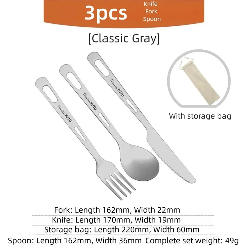 Titanium Camping Cutlery Set – Fork, Spoon, Knife & Chopsticks Camping Cutlery Set Babs 3pcs Set-dcs