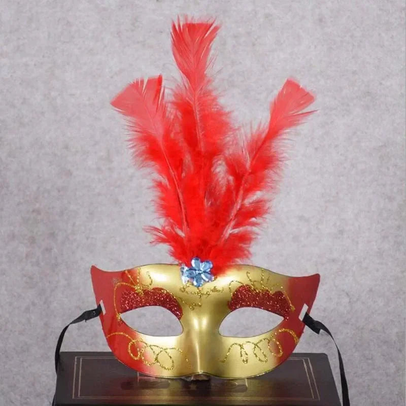 LED Flashing Feather Venice Mask – Masquerade Party Cosplay Feather Ball Mask Babs 3