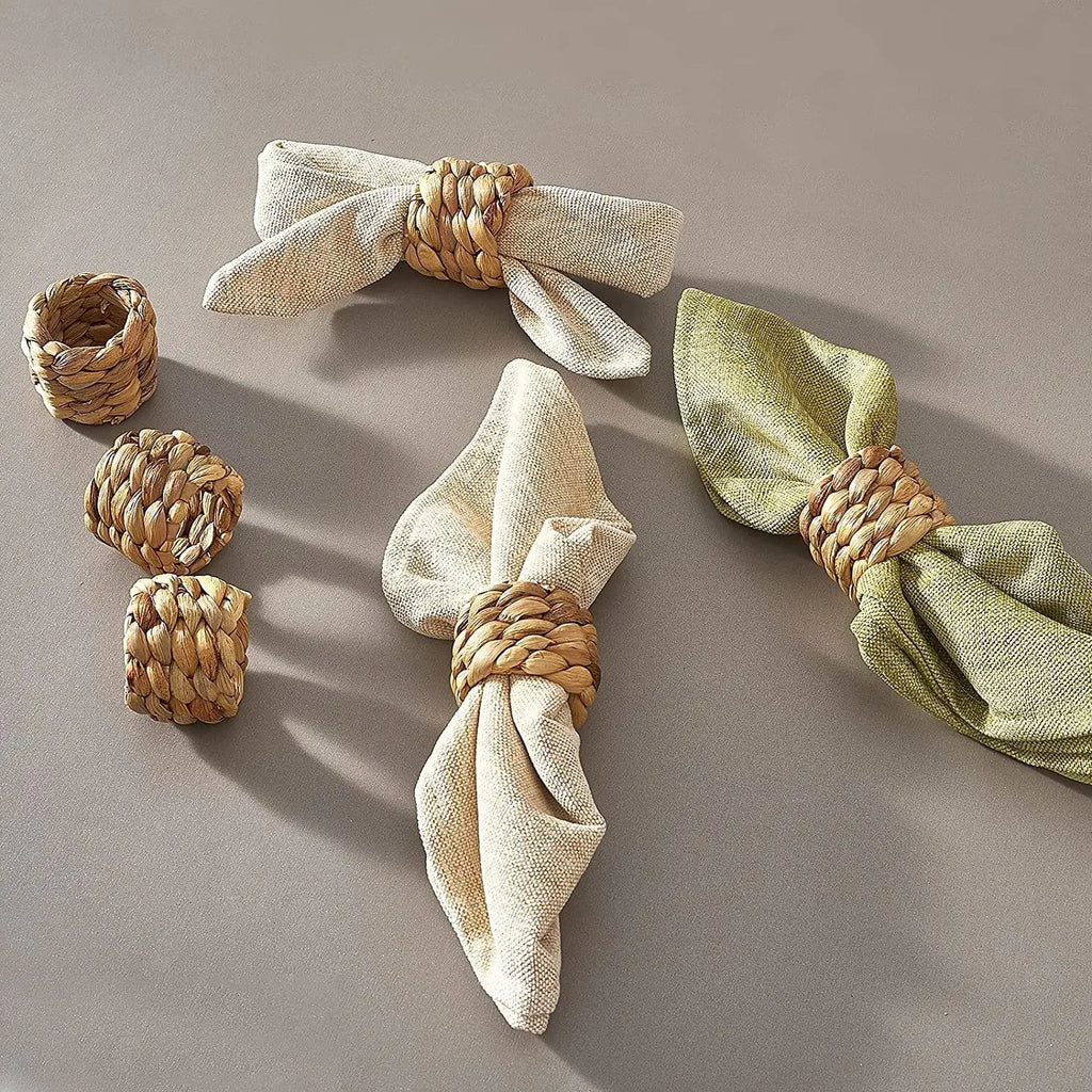 Handwoven Water Hyacinth Napkin Rings – Braided Round Holders Napkin Rings Babs