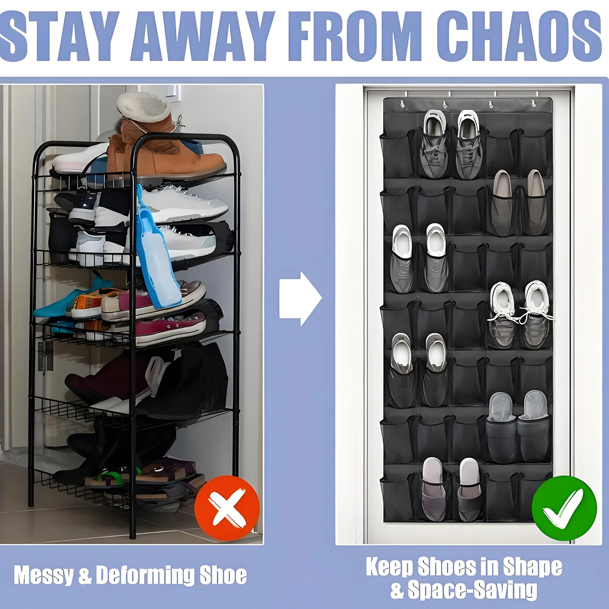 Over Door Shoe Organizer – 24 Large Breathable Mesh Pockets Door Shoe Organizer Babs