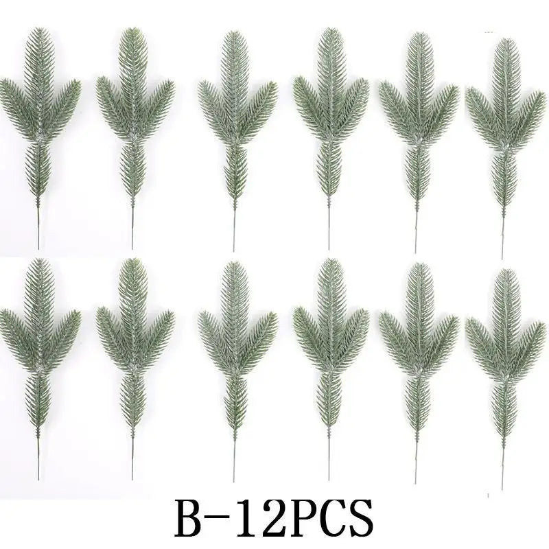 12pcs Artificial Pine Needle Branches – Christmas Tree Decor Christmas Decor Props Babs B 12PC