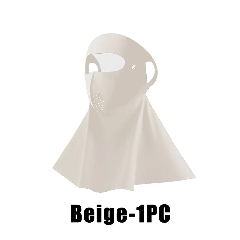 UPF50+ Ice Silk Sun Protection Mask & Neck Scarf – Anti-UV Sun Protection Mask Babs Beige 1PC