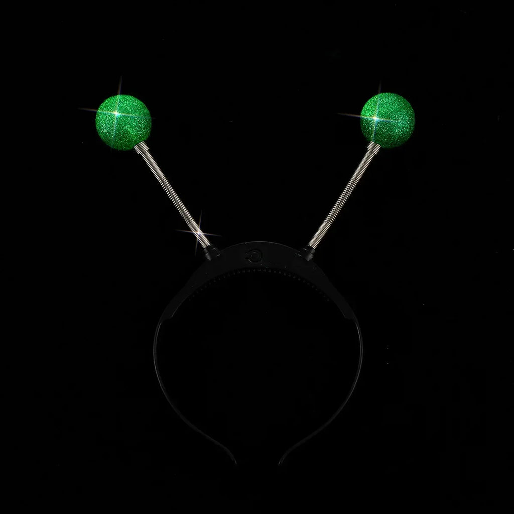 LED Alien Antenna Headband with Glitter – Glow Party Set LED Costume Headband Babs