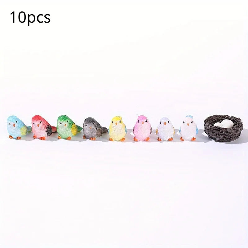 10pcs Cartoon Bird Resin Ornaments for Moss & Succulent Decor Miniature Garden Ornaments Babs 10pcs