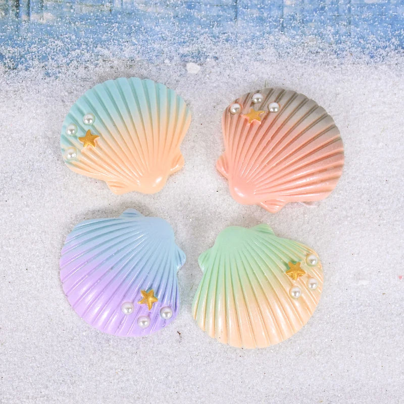Resin Shell Starfish Mermaid Cake Toppers – Ocean Party Cake Topper Set Babs