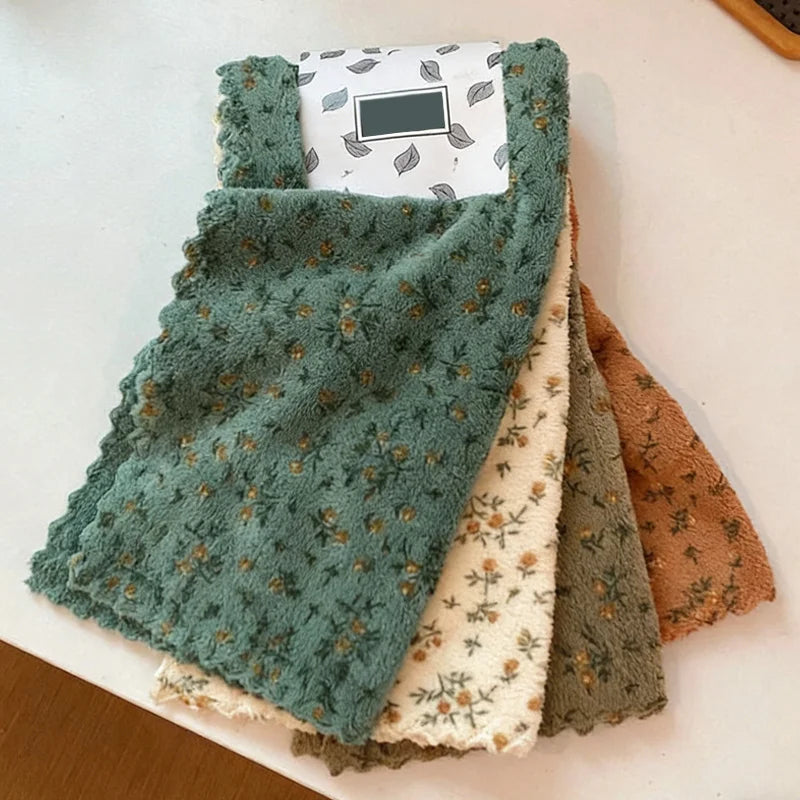 4-Pack Flower Dishwashing Cloths – Quick-Dry Reusable Cleaning Rags Cleaning Cloths Babs