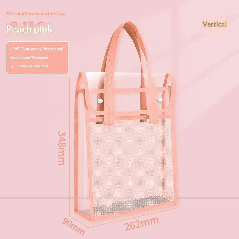 Transparent PVC Exam Tote Bag – Waterproof & Mesh Pockets Clear PVC Tote Bag Babs A4