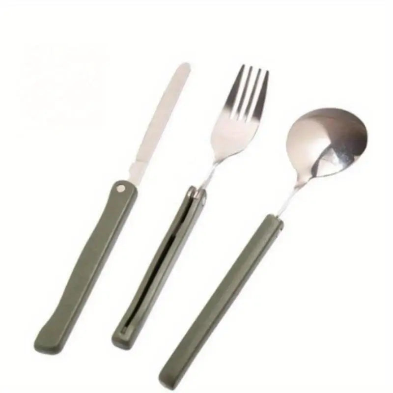 Military Green Folding Knife Camping Cutlery Set with Bag Camping Cutlery Set Babs