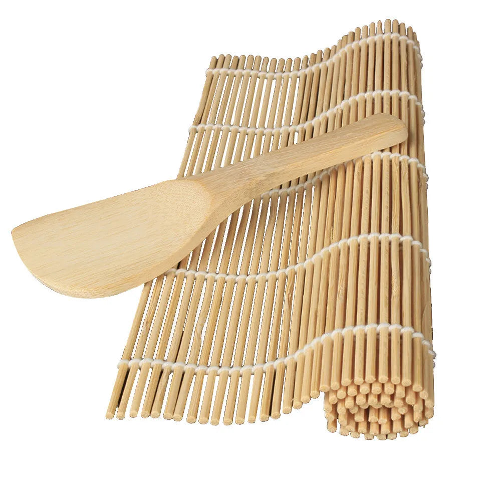 Bamboo Sushi Maker Kit – Rolling Mat & Rice Paddle Set Sushi Making Kit Babs Beige