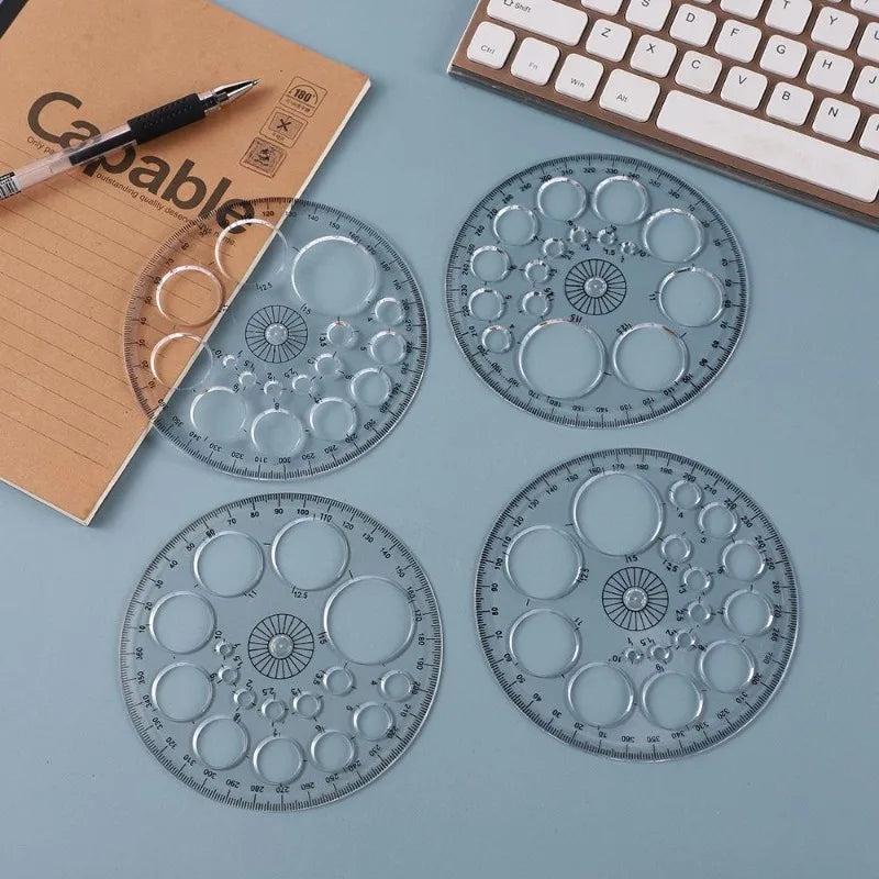 10PCS 360° Full Circle Protractor Plastic Ruler for Students Circle Protractor Set Babs