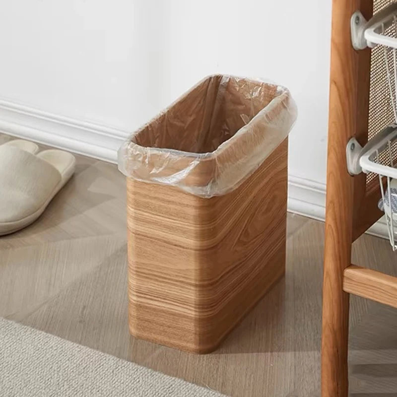 Wooden Waste Bin Large Capacity Trash Basket w/ Flap Lid Wooden Waste Bin Babs