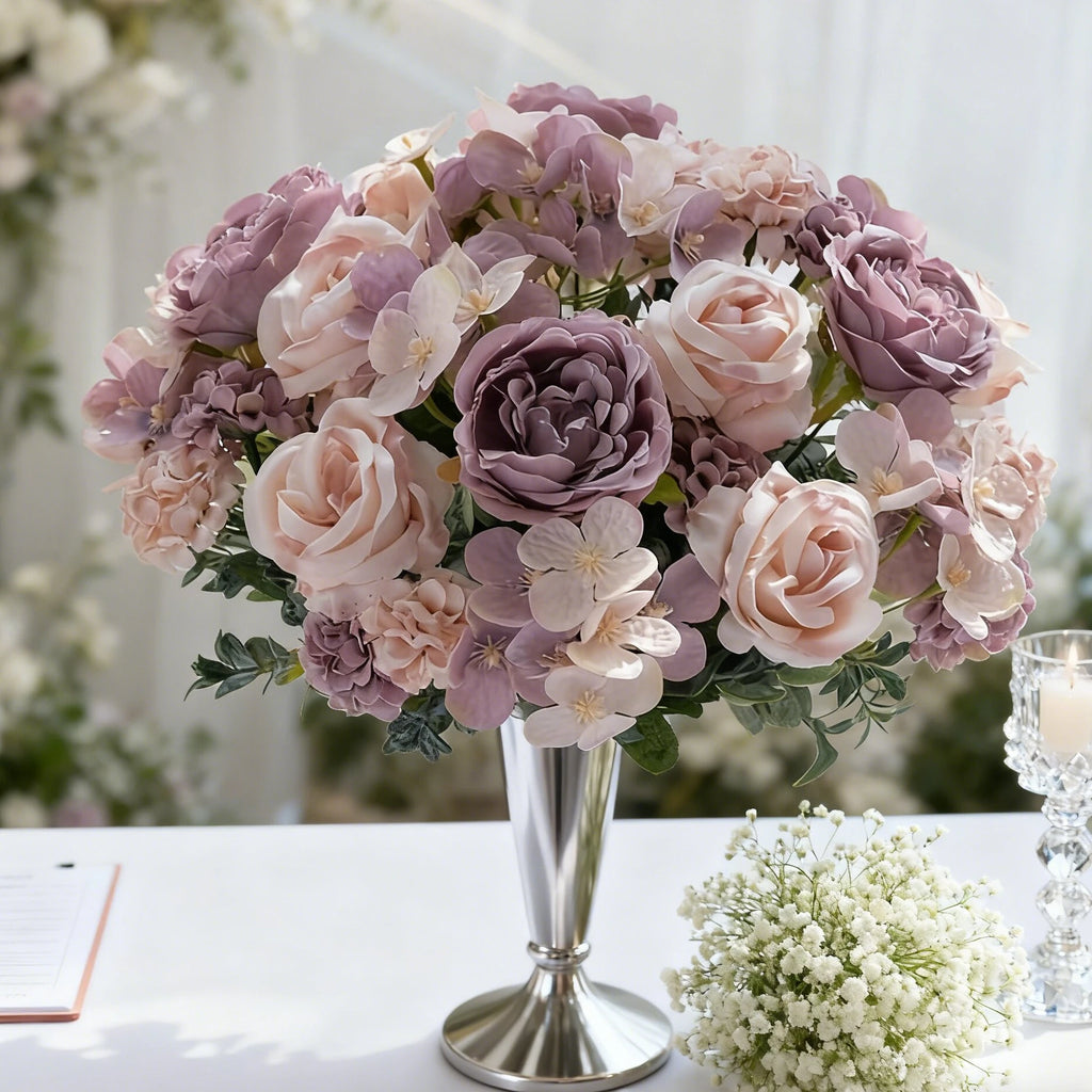 Silk Artificial Peony Rose Hydrangea Bouquet | Wedding & Home Décor Artificial Flower Bouquet Babs