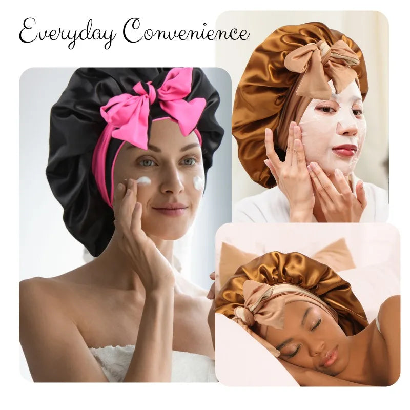 Double Layer Elastic Bow Sleep Hair Cap Turban – Unisex Sleep Hair Cap Babs