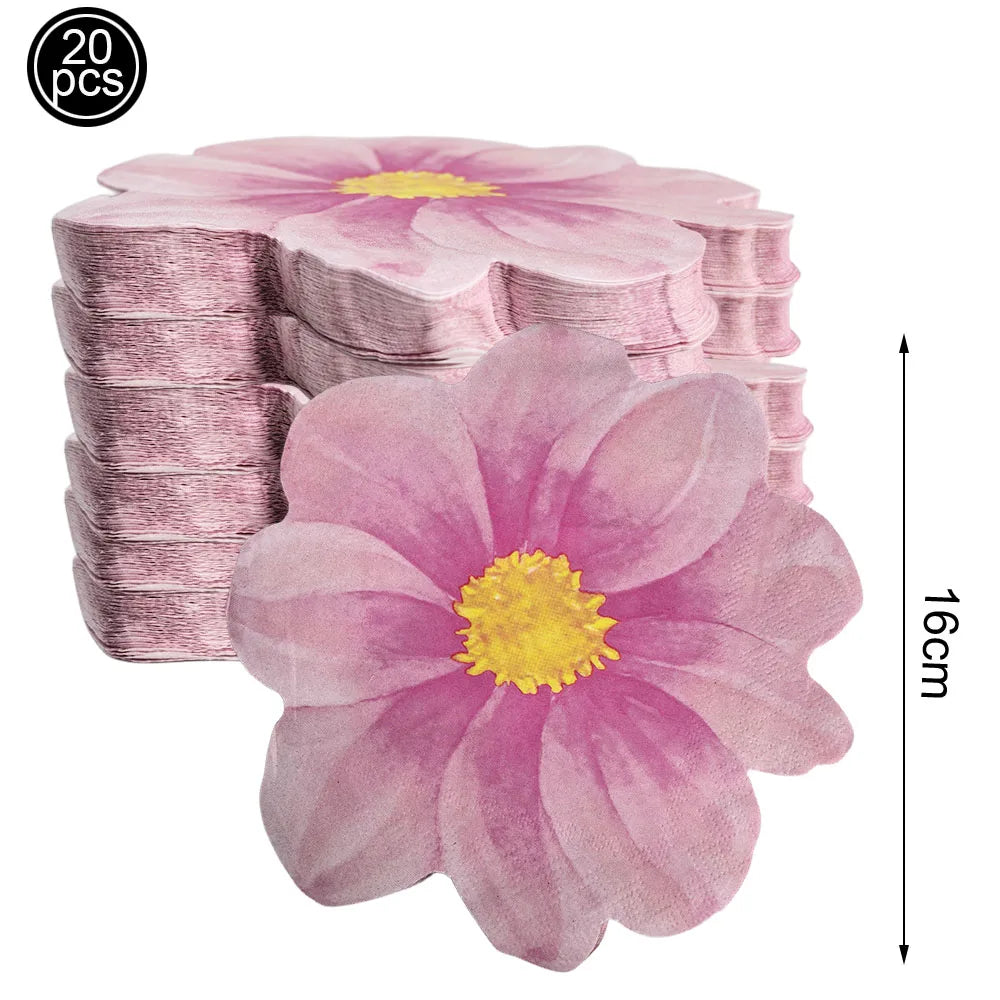 Flower Shaped Paper Napkins Daisy Lotus Blossom Party Decor Decorative Paper Napkins Babs Olive 100pcs