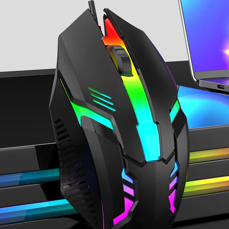 HUXUAN USB Wired Gaming Mouse RGB 1200 DPI Silent Ergonomic Wired Gaming Mouse Babs