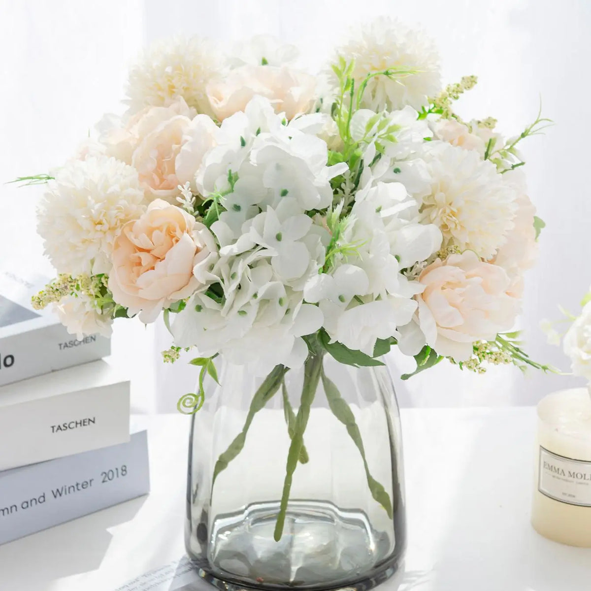 Artificial Silk Peony Hydrangea Bouquet – Wedding & Home Decor Artificial Flower Bouquet Babs