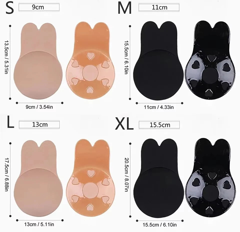 Women's Adhesive Silicone Strapless Bra & Nipple Covers – Reusable Adhesive Silicone Bra Babs