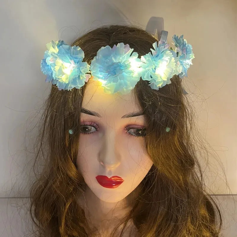 10-Pack LED Flower Crown Headbands – Glowing Wreath Garland LED Flower Headband Babs