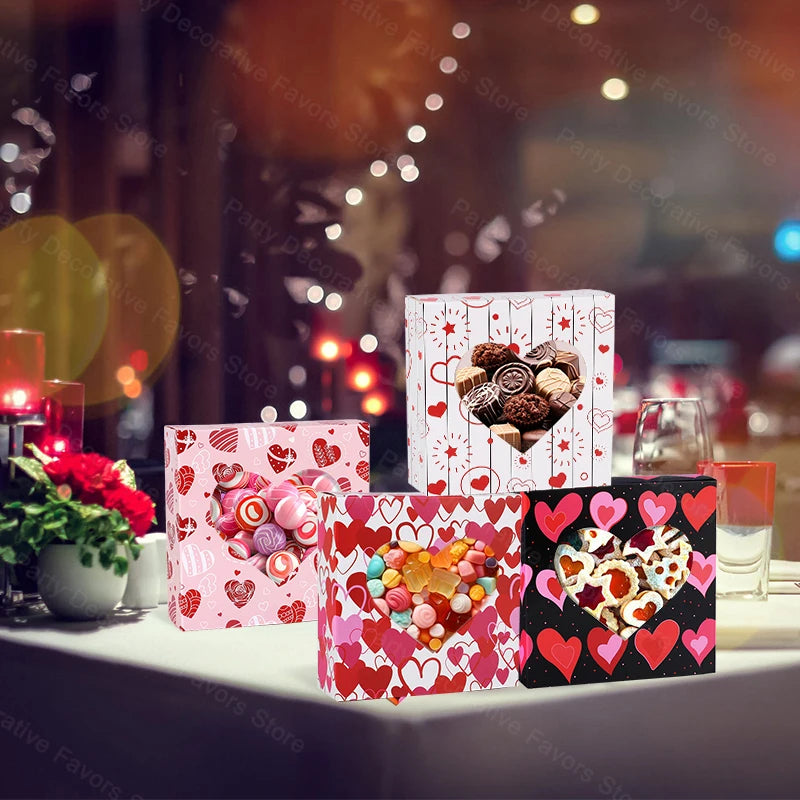 8pcs Heart Gift Boxes with Window | Valentine's Candy & Cookie Packaging Gift Packaging Box Babs