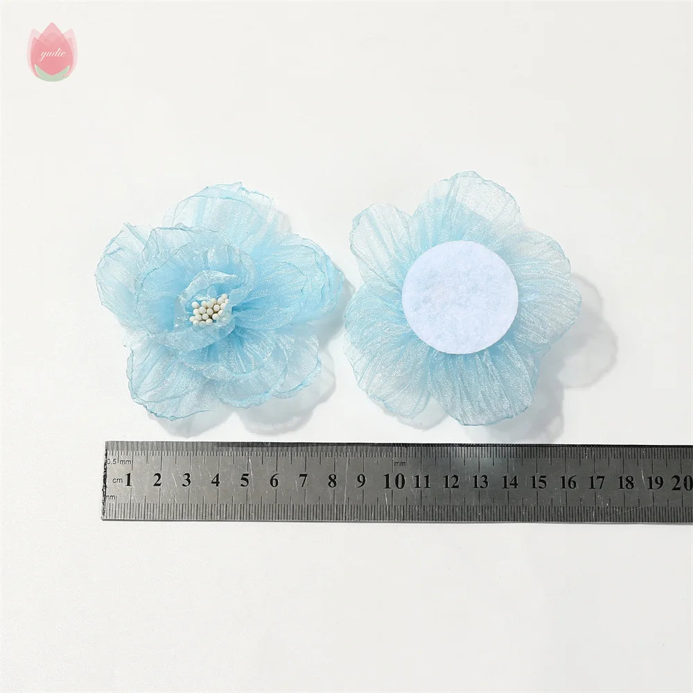 5-Pack 8cm Chiffon Artificial Rose Flower Heads for DIY Decor Artificial Flower Heads Babs