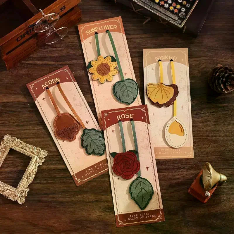 Faux Leather Floral Bookmark with Tassel – Page Marker Gift Decorative Bookmark Babs