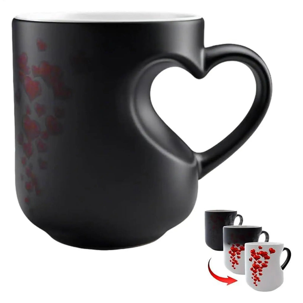 Heat-Activated Color Changing Mug | Heart Handle Ceramic Cup Color Changing Mug Babs