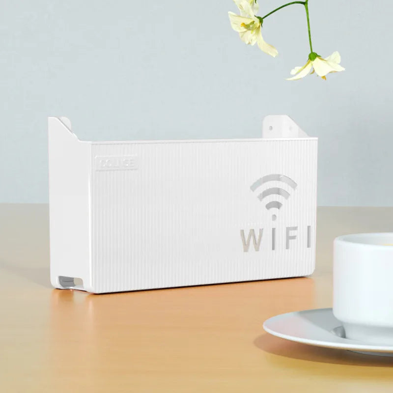 Wall Mounted WiFi Router Rack & Cable Management Storage Box Router Storage Rack Babs WHITE