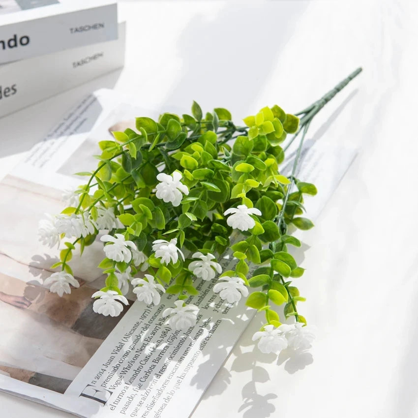 6-Bundle UV Resistant Artificial Boxwood Shrubs | Garden & Home Artificial Plant Decor Babs WHITE 6 bundles
