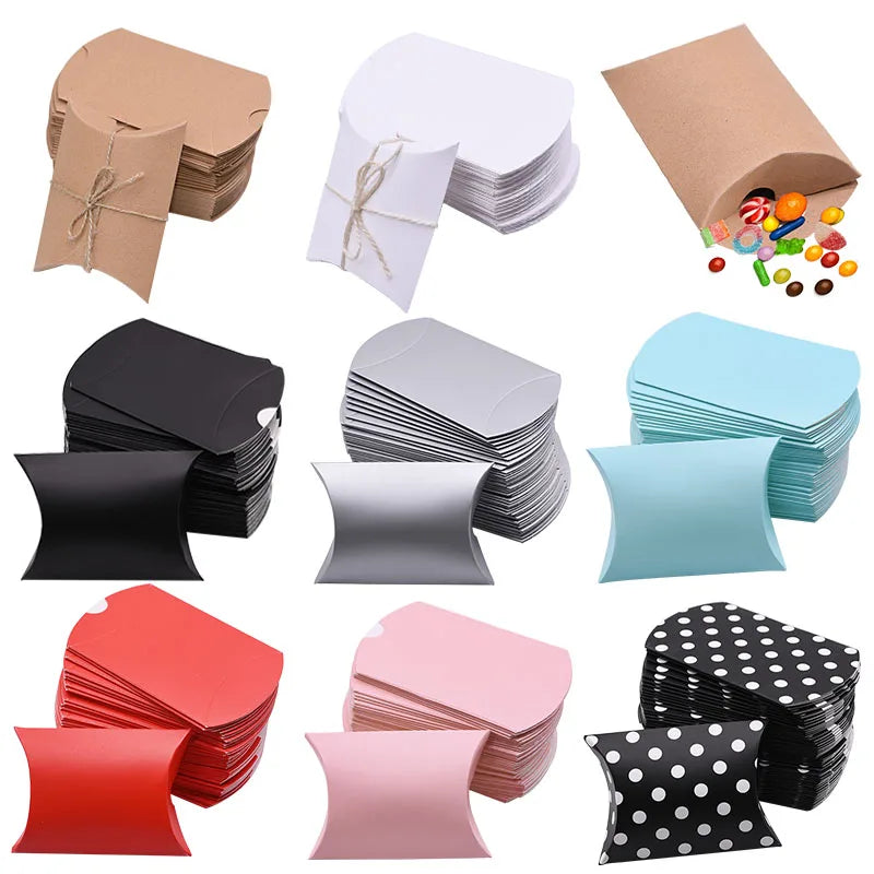 Pillow Candy Gift Boxes Kraft Paper Party Favors 10/20/30 Pcs Gift Packaging Boxes Babs