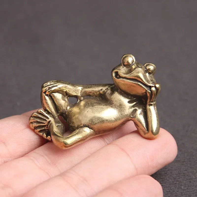 Retro Copper Frog Statue Figurine | Desktop Ornament & Gift Decorative Figurine Babs
