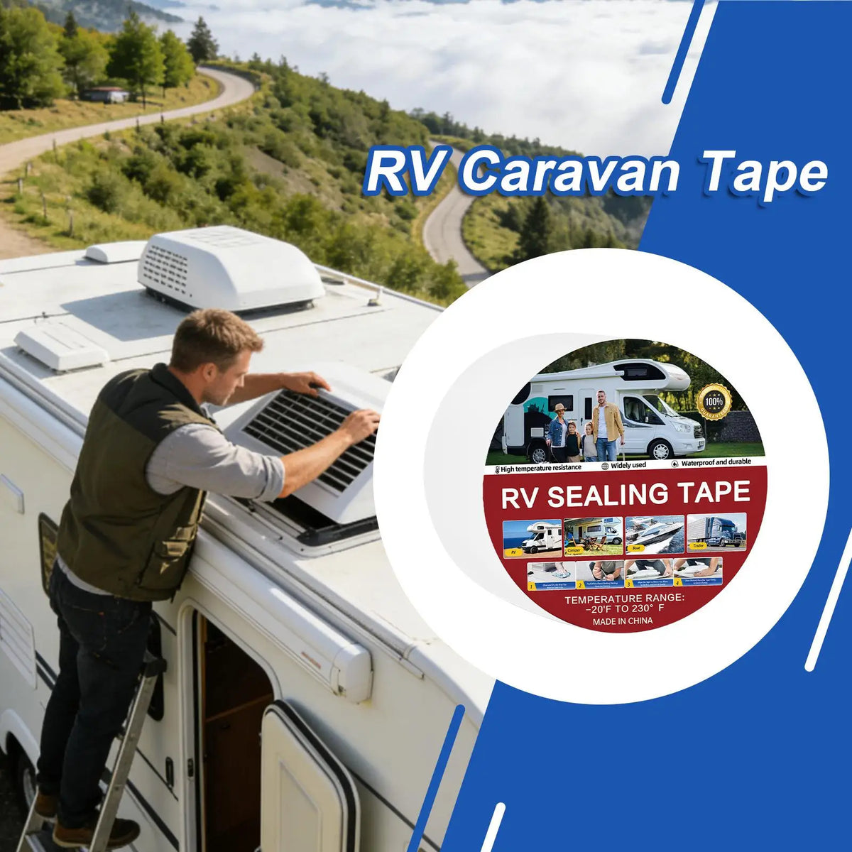 RV Roof Repair Tape – Waterproof UV-Resistant Seam Seal 5x500cm RV Roof Seam Tape Babs