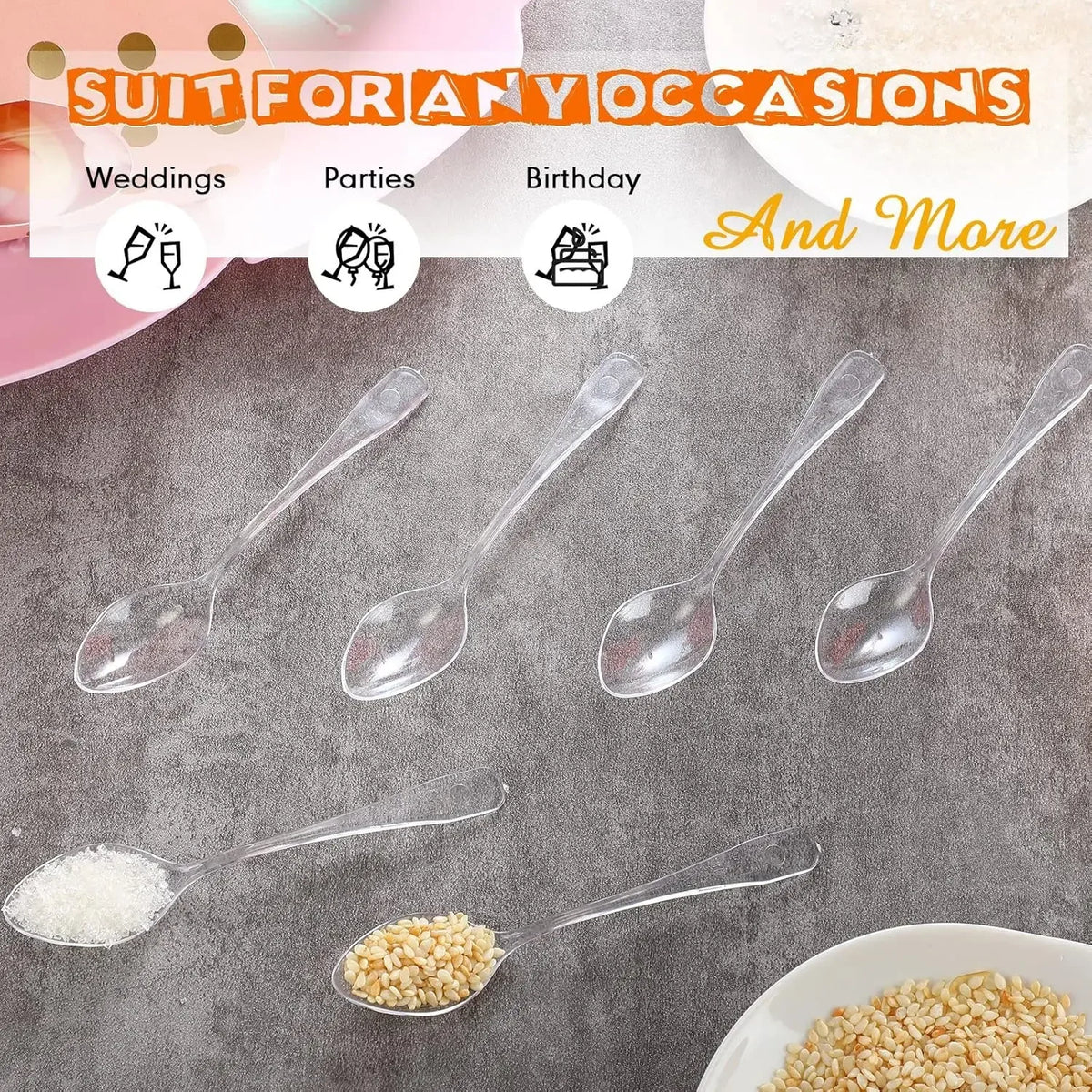 Clear Disposable Mini Tasting Spoons for Desserts & Parties Disposable Mini Spoons Babs