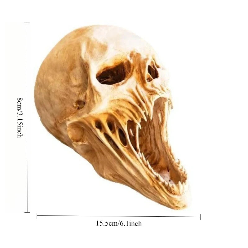 Halloween Giant Alien Fanged Skull Resin Statue | Gothic Decor Halloween Skull Statue Babs