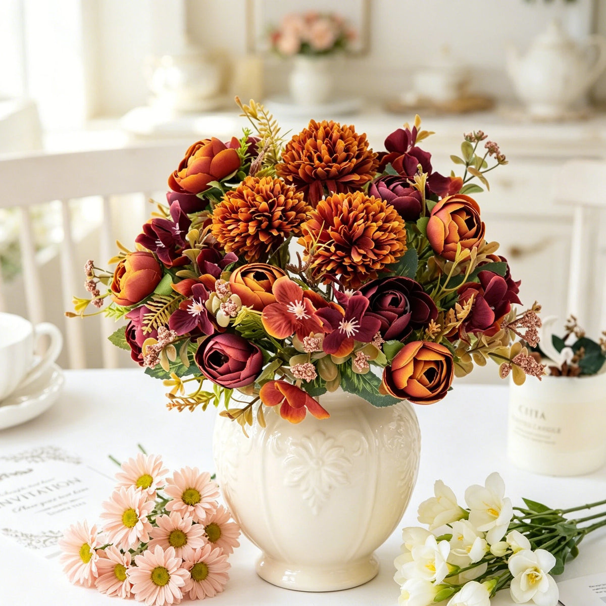 Artificial Silk Hydrangea Bouquet – Wedding & Home Décor Artificial Flower Stem Babs